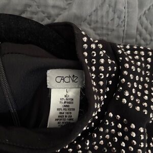 Cache Black Dress with Shimmering Silver Details